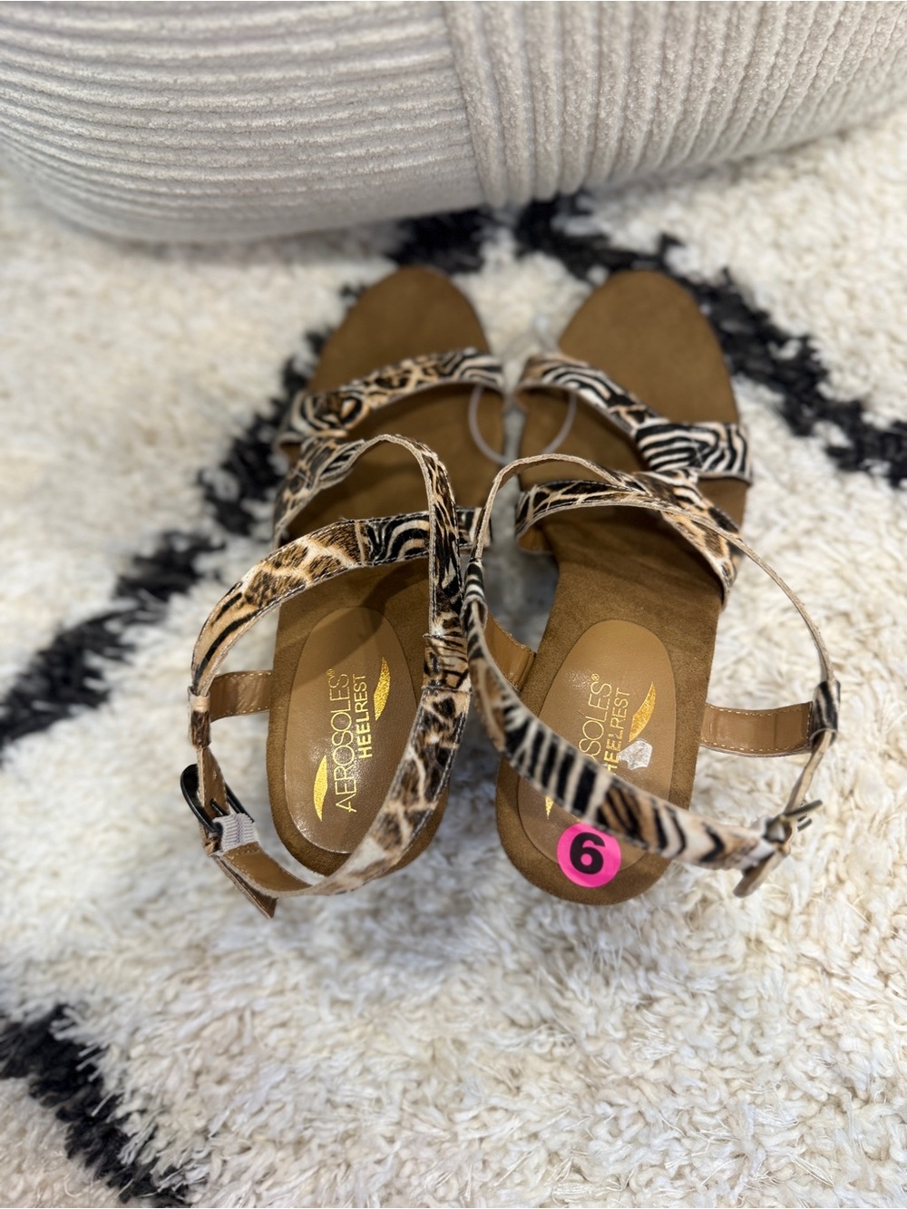 Aerosoles Heel Rest Mixed Animal Print Strappy Slingback Sandals Size 9 - Picture 9 of 11